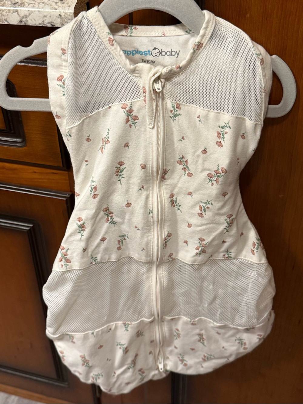 Happiest Baby Sleeveless Floral Sleepea Swaddle - Cream with Pink & Green